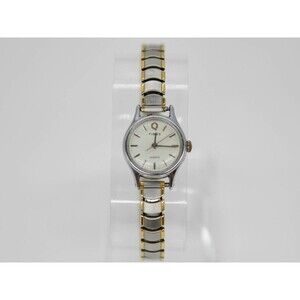 Timex Q Women Silver Tone Quartz two tone watch - New Battery - Works - WR -EUC